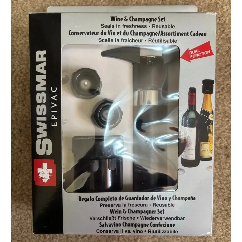 SWISSMAR Epivac Wine and Champagne Set Corkscrew Seals in Freshness